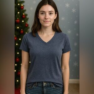 Navy Blue V-Neck Top